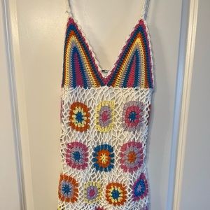 Multi Colored Crochet Mini Dress